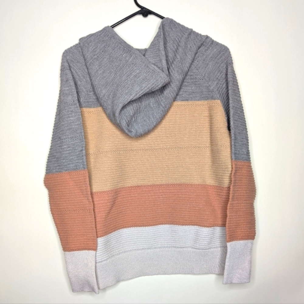 Women's Pastel Color Block Pullover Hoodie with Criss Cross V Neck Size Large - Picture 11 of 16